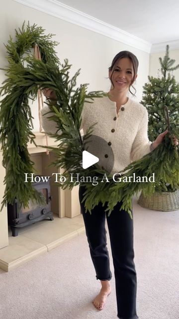 THE SUFFOLK NEST Ashlee Jane on Instagram: "How to hang a garland ✨🌿

Over the years I’ve tried many different methods, and this is by far the easiest, quickest and won’t cause any damage! These command hooks are perfect at sticking to almost any surface, holding weight and securing your garlands in any formation you like. I recommend planning what kind of shape you want before going ahead and sticking the hooks on to get the positioning right.

I’ve used 2 of our Faux Norfolk Pine Garlands here with 2 command hooks and finished it with our Jingle Bell Garland. I LOVE how this one turned out! 🌿✨

#christmas2024 #christmasdecor #holidaygarland #holidaydecor #holidayinspo #festivemantel #christmasdecorating #christmascountdown #christmashome #christmashomedecor #xmashome #xmasgarland #xmas Traditional Christmas Fireplace Garland, Traditional Christmas Wreath Ideas, Norfolk Christmas Decor, Hanging Garland On Brick, Cedar Garland Christmas Mantle, Pool Noodle Fireplace Garland, Fireplace Garland Ideas, Christmas Garland With Bells, How To Hang Christmas Garland