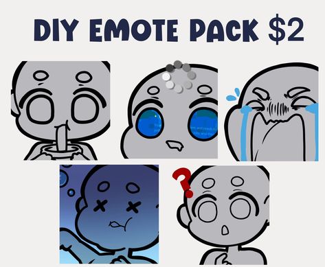 What comes in the emote pack  >> All 5 Emote bases in PSD files for easy layer management so you can edit/add to the emotes easier >> Each PSD comes in the 500x500 pixel size for quality emotes.  Important Information: -When uploading to twitch or discord, please note that you will have to copy & paste the canvases to sizes 112x112, 56x56, and 28x28 for the best quality.  -When you buy the emote pack you may edit, add, or change the base in anyway to fit your character. The emotes may be used fo Wave Emote Twitch, Emote Base Free, Gacha Emotes, Ych Emote, Emotes Twitch Base, Twitch Emotes Base, Emotes Base, Twitch Emotes Ideas, Emote Reference