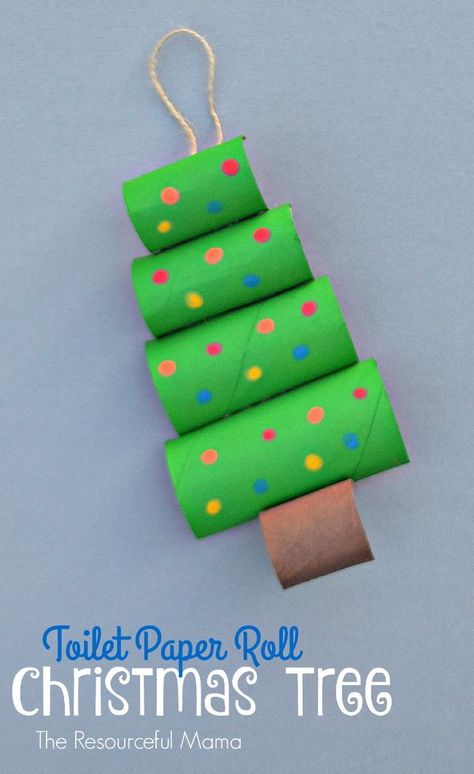 Upcycle your toilet paper rolls into this fun and easy Christmas craft or ornament for kids to make. Toilet Paper Roll Christmas, Julkransar Diy, Paper Roll Christmas, Juleverksted For Barn, Christmas Toilet Paper, Toilet Paper Crafts, Creative Christmas Trees, Christmas Crafts For Kids To Make, Fun Christmas Crafts