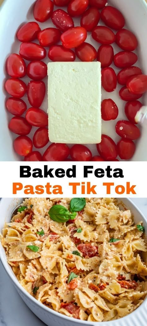 Baked Feta Pasta Food Network, Baked Feta And Tomatoes Pasta, Greek Feta Pasta Bake, Pasta And Feta Recipes, Roasted Feta Pasta, Easy Healthy Pasta Bake Recipes, Feta Recipes Easy, Feta Pasta Bake With Spinach, Better Than Feta Pasta