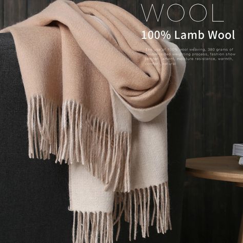 Women's Scarf Winter 100% Wool Scarf and Shawls with Tassel Two-saide Thicken Warm Wraps Ladies Shawl Style, Womens Scarf, Luxury Winter, Fabric Pattern, Season Winter, Fashion Pattern, Wool Scarf, Wool Fabric, Scarf Shawl