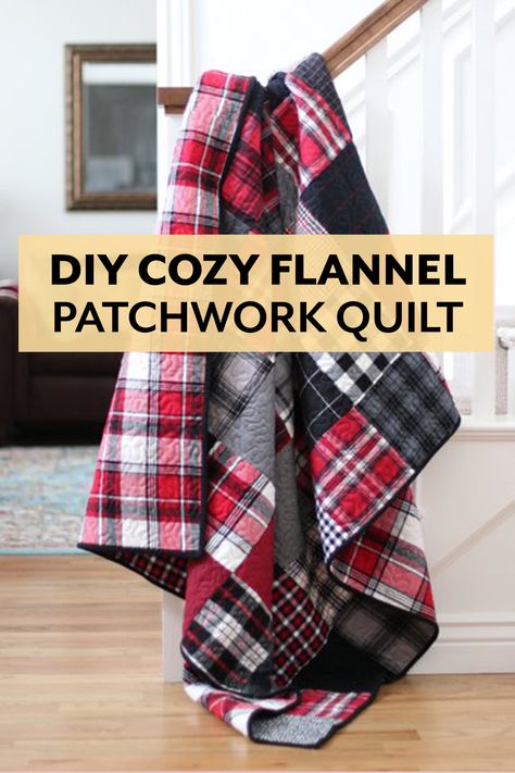 Flannel Blanket Pattern, Flannel Christmas Quilt Patterns, Quilts Made With Plaid Fabric, Sewing With Flannel Projects, Flannel Projects Sewing, Flannel Quilt Ideas, Flannel Quilts Easy, Plaid Quilt Patterns Free, Masculine Quilts Ideas