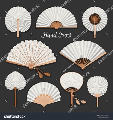 Chinese fans. Japanese traditional hand fan set vector illustration, vintage woman paper fans isolated #Ad , #AD, #traditional#hand#fan#Chinese Hand Fans Diy, Paper Hand Fans, Leaves Doodle, Chinese Fans, Air Fan, Chinese Fan, Antique Fans, Instruções Origami, Japanese Fan