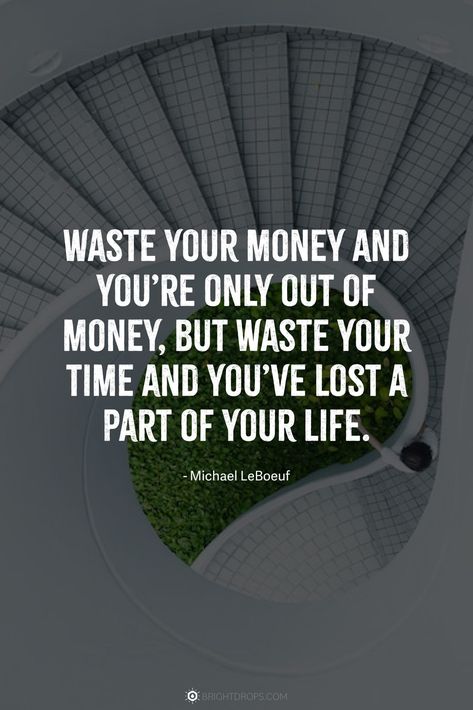 Waste your money and you’re only out of money, but waste your time and you’ve lost a part of your life. Inspirational Quotes For Employees, Quotes About Money, Helpful Quotes, Small Business Quotes, Arthur Schopenhauer, Larry Page, Steve Job, Hard Work Quotes, Build Wealth