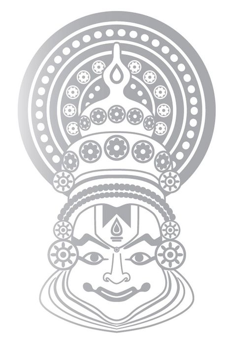 Mural design Keralapiravi Poster Drawing, Mural Art Outline, Onam Drawing Images, Kathakali Outline, Kathakali Face Drawing Easy, Kerala Mural Art Design, Kadakali Drawing, Kalasam Drawing, Kathakali Mandala Art