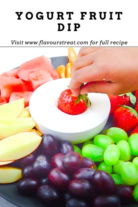 Dipping Sauce For Fruits, Healthy Fruit Appetizers, Fruit Dip With Cool Whip And Yogurt, Fruit Dip Made With Yogurt, New Years Fruit Ideas, Easy Healthy Fruit Dip, Yoghurt Fruit Dip, Vanilla Yogurt Fruit Dip, Fruit Platter Dip Recipes