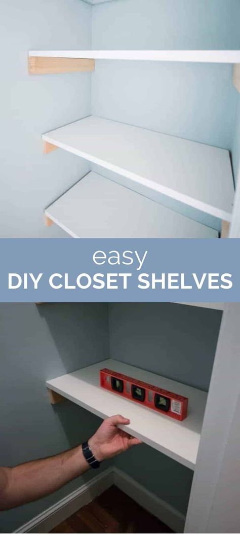 Easy Closet Shelves, Diy Closet Shelves, Functional Closet, Basic Closet, Closet Makeover Diy, Closet Shelving, Simple Closet, Closet Renovation, Closet Remodel