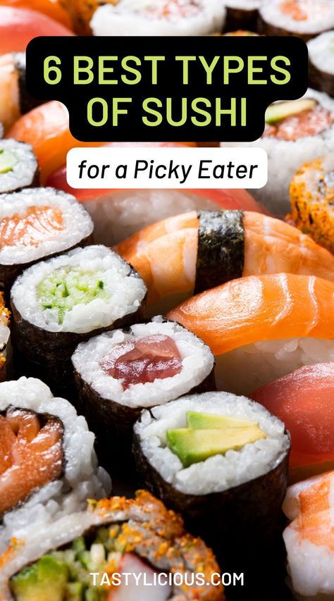 Different Kinds of Sushi | japanese sushi types | maki sushi | nigiri sushi | maki sushi | summer dinner recipes | healthy lunch ideas | dinner ideas | breakfast ideas | easy healthy dinner recipes Japan Recipes, Types Of Sushi Rolls, Traditional Sushi, Kinds Of Sushi, Deep Fried Tofu, Sushi Roll Recipes, Easy Sushi, Types Of Sushi, Nigiri Sushi