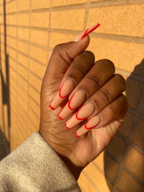 #nailsofinstagram #nailsdesign #nailart Red Nail Designs Classy, Nail Outline, Grad Nails, Bday Nails, Classy Nail Designs, Red French, Red Nail Designs, Tip Nails, Red Nail