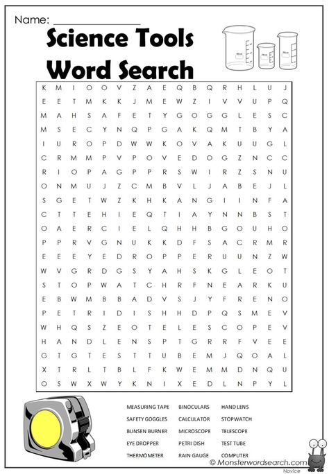 cool Science Tools Word Search Science Tools Worksheet, Stem Prek, Science Tools Activities, Activities Sheets, Science Word Search, Fun Chemistry, Passive Programming, Work Games, Science Printables