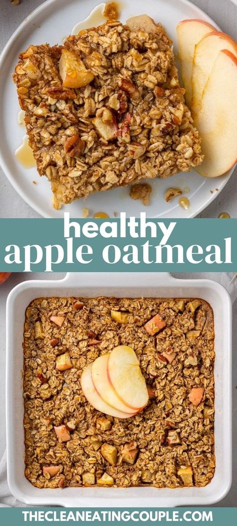 This Healthy Baked Oatmeal is perfect for breakfast! Learn how to make the best baked apple oatmeal that is easy to make and delicious! Apple Baked Oatmeal, Healthy Baked Oatmeal, Baked Apple Oatmeal, Wholesome Breakfast, Baked Oatmeal Healthy, Cozy Breakfast, Apple Oatmeal, Baked Oatmeal Recipes, Healthy Baked