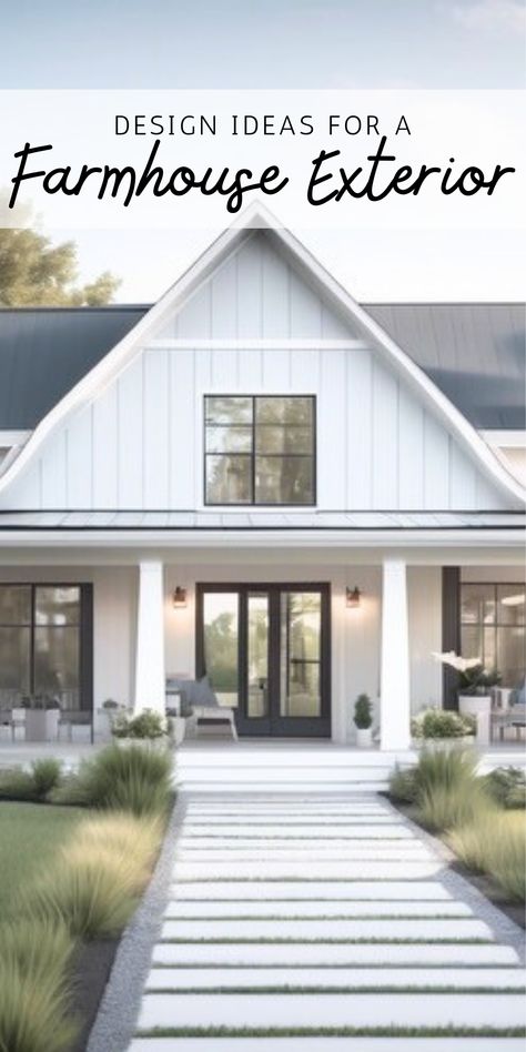 Ready to give your home a farmhouse makeover? 🏡 Discover 15 incredible farmhouse exterior design ideas that'll help you achieve that cozy country style and brick charm! 💕 From small to spacious, there's something for everyone. Check out my blog for more information!🌟 Farmhouse Decor Exterior, Farmhouse Elevation Design, Light Grey Farmhouse Exterior, Beautiful Farmhouse Exterior, White Modern Farmhouse Exterior, Grey Farmhouse Exterior, Cottage Farmhouse Exterior, White Farmhouse Exterior, Farmhouse Makeover