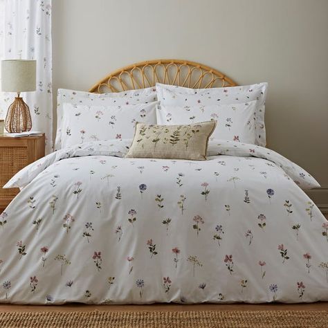 * Includes Standard Pillowcase(s) * 100% Cotton - soft feel * 144 Thread Count * Button Fastening - secures duvet easily * Reversible Design - quick style change * Machine Washable Pressed Floral is a design that has printed pretty florals that also features scattered pressed flowers. Quickly switch up the style by turning the duvet cover set over to the reverse which features an alternative floral design. Being crafted from 100% cotton allows the set to be soft to touch. Finally, complete the look with the coordinating pillowcase available.This product is OEKO-TEX® MADE IN GREEN certified, meaning it was produced in OEKO-TEX® STeP certified factories - verifying environmental, social, and chemical standards in the facility. It has also been certified to OEKO-TEX® STANDARD 100, the origina White Duvet Cover, Pressed Floral, Contemporary Duvet Covers, Flower Duvet, White Duvet, White Duvet Covers, Floral Duvet Cover, Floral Duvet, Floral White