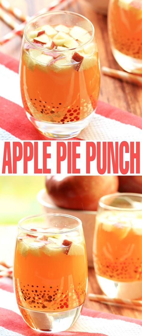 This Non Alcoholic Apple Pie Punch is the perfect virgin drink for fall and thanksgiving! Strain the apples and it is a kid-friendly punch too! Nonalcoholic Punch, Apple Pie Punch, Thanksgiving Sangria, Halloween Cooking, Resep Koktail, Thanksgiving Punch, Bunco Themes, Nonalcoholic Drinks, Easy Alcoholic Drinks