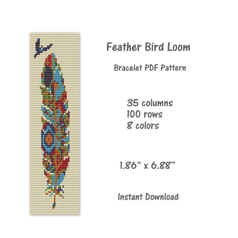 Stitch Bracelet Pattern, Loom Necklace, Bead Loom Kits, Feather Bird, Bead Woven Bracelet, Stitch Bracelet, Bead Loom Designs, Seed Bead Pattern, Bead Loom Pattern