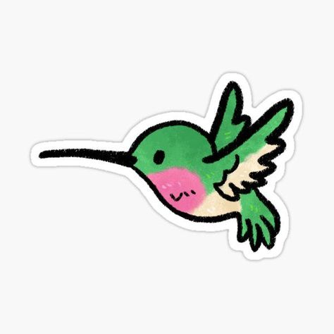 Cartoon Hummingbird Tattoo, Hummingbird Drawing Easy, Cute Hummingbird Drawing, Humming Bird Drawing Easy, Hummingbird Drawing Simple, Hummingbird Doodle, Hummingbird Cartoon, Cartoon Hummingbird, Hummingbird Sticker