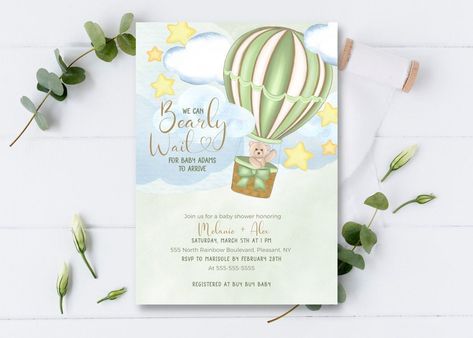 #babyshower #babyshowerinvitations #printable Adventure Baby Shower Theme, Adventure Awaits Baby Shower, Hot Air Balloon Adventure, Travel Baby Showers, Balloon Invitation, Adventure Baby Shower, Boy Shower Invitations, Animal Baby Shower Invitations, Adventure Baby