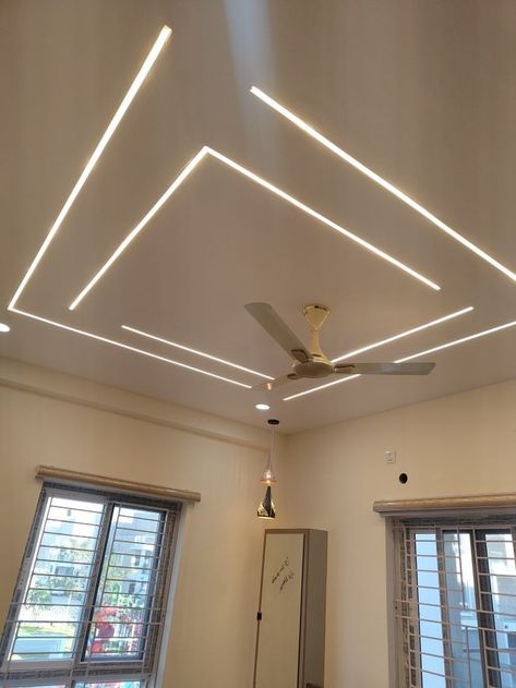 False Ceiling Profile Light Design Hall, Fall Celing Designs For Bedroom, Profile Ceiling Design For Living Room, Profile Light Ceiling Design For Office, Pop Design For Office Ceiling, Profile Light Celling Design, Hall Profile Light Ceiling, Kitchen Fall Ceiling, False Ceiling Design For Office