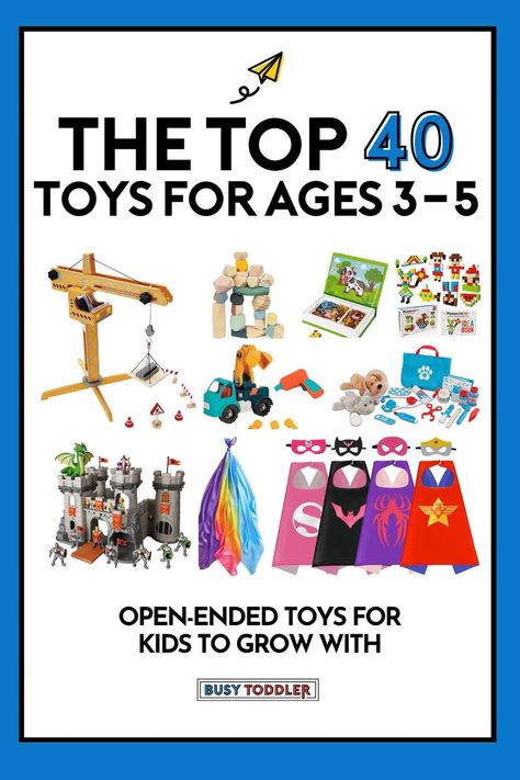 Click here to see over 40 of the best toy ideas for 3-5 year olds from Busy Toddler. This gift guide for preschoolers is filled with open ended toys. Gifts For Four Year Old Boy, Best Toys For Preschoolers, Toddler Toys For Boys, Toys For 3 Year Boy, Gifts For 3 Year Boy, Four Year Old Christmas Gifts, Best Toys For Toddlers, Toys For Preschoolers, Toy Gift Guide