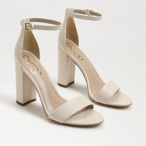 Sam Edelman Yaro Block Heel Sandal Size: 8 Color: Modern Ivory Leather Heel Height: 4 Inches Original Price: $130 Brand New With Tags Beige Block Heels, Black Block Heel Sandals, Block Shoes, Sam Edelman Heels, Shoes Heels Classy, Quince Ideas, Real Friendship, Perfect Heels, Heels Classy