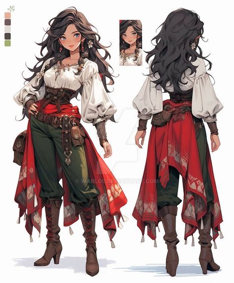 Medival Outfits Women, Pirate Clothing, Anime Pirate, Pirate Outfit, Fest Outfits, Pirate Art, Female Character Concept, Pirate Woman, Female Character Design