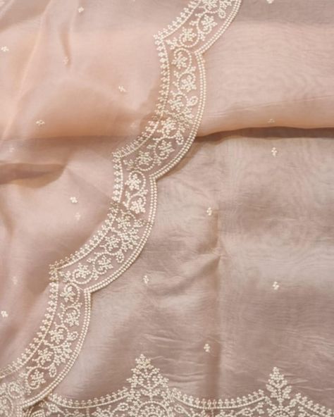 ~ DILRUBA~ {Pre Order 4/8 Weeks •Dm For Purchase/Enquiries} Embrace elegance with our Pure Organza Silk saree. This exquisite saree features: :Delicate embroidery with a pearl border :Graceful scallop edges :A beautifully stitched blouse Available in stunning pastel colors, the lightweight and ethereal fabric ensures comfort and sophistication. Perfect for any special occasion…🕊️ ~Please note: The product colour may appear lighter or darker due to photography lighting or media settings. -... Organza Sarees Embroidery, Event Poster Design Inspiration, Pearl Border, Cotton Saree Blouse Designs, Chiffon Shift Dress, Lace Dress Design, Fancy Sarees Party Wear, Organza Silk Saree, Saree Designs Party Wear