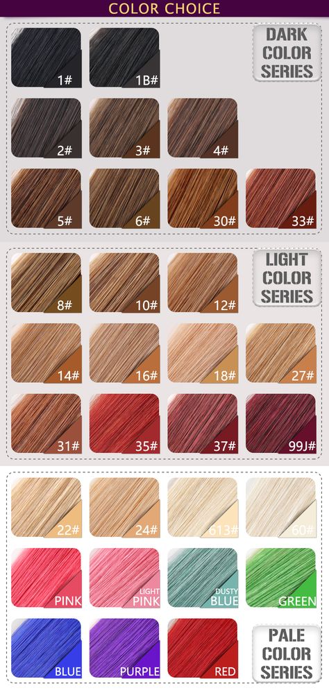 Exclusive color chart for DNE hair extensions. #hairchart #haicolor #colorring #dnehair #hairextensions Hair Chart, Hair Color Chart, Colour Chart, Pale Colors, Color Ring, Hair Piece, Color Chart, Dark Colors, Dusty Pink