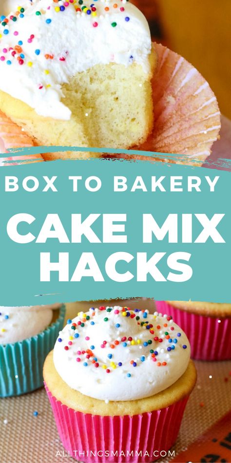 All My Favorite Things Birthday Cake, Homemade Cake Box Recipe, Best Boxed Cake Mix Recipes, What To Add To White Box Cake, Make Boxed Cupcakes Better, How To Spice Up Box Cake, Icing In The Cake Mix Recipe, How To Make Box Cakes Better, What To Add To Box Cake To Make It Moist