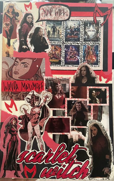 #journal #journaling #art #scrapbooking #creative #inspiration #marvel #wandamaximoff Marvel Scrapbook, Marvel Journal, Scrapbook Cover, Books For Moms, Journal Scrapbook, Visual Journal, Journal Aesthetic, Wanda Maximoff, Scarlet Witch