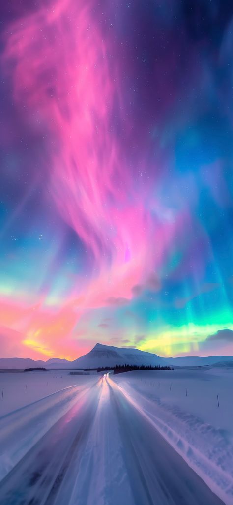 Snow Mountain Photography, Aurora Wallpaper Aesthetic, Mountains Aesthetic Wallpaper, Snow Wallpaper Aesthetic, Aurora Borealis Wallpaper, Aurora Background, Phone Wallpaper Landscape, Winter Wallpaper Iphone, Aurora Aesthetic