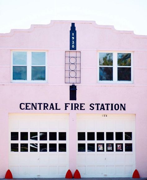 he Marfa Central Fire Station and annex was built in 1938 and houses the entire 17-member Marfa Volunteer Fire Department across from the Presidio County Courthouse in downtown Marfa, Texas Road Trip Texas, Marfa Lights, Marfa Tx, Texas Wall Art, Deco Boho, Marfa Texas, Art Deco Boho, Big Bend National Park, Wall Art Pink