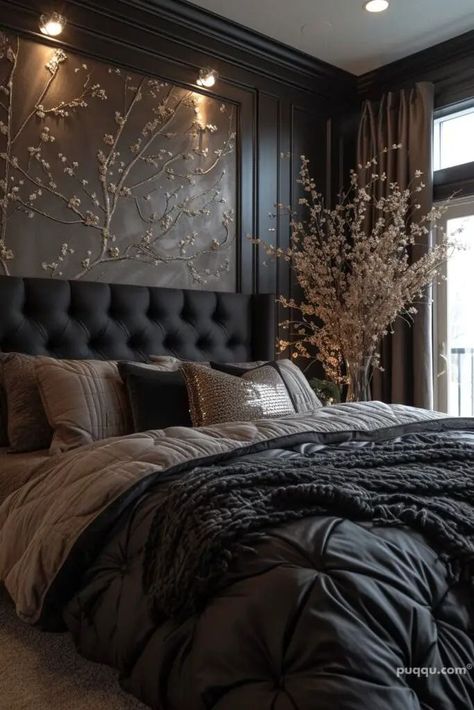 Glam Bedroom Decor, Glam Bedroom, Dark Home Decor, Design A Space, Modern Bedroom Decor, Bedroom Refresh, Small Room Bedroom, Master Bedrooms Decor, Design Living Room