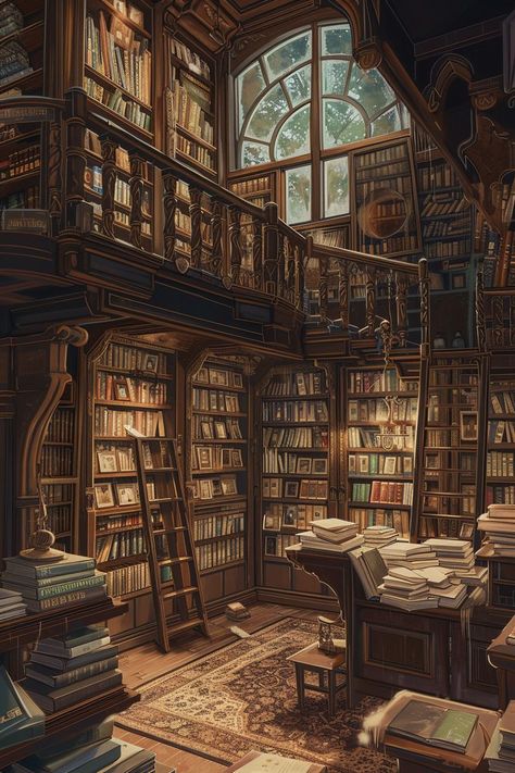 Follow me for more bookish art #library #libraryaesthetic #fantasylibrary #libraryart Outside Library Aesthetic, Cool Library Aesthetic, Hobbit Library Aesthetic, Mystical Library Aesthetic, Lord Of The Rings Library, Wizard Library Aesthetic, Fantasy Art Library, 19th Century Library, Magic Library Illustration