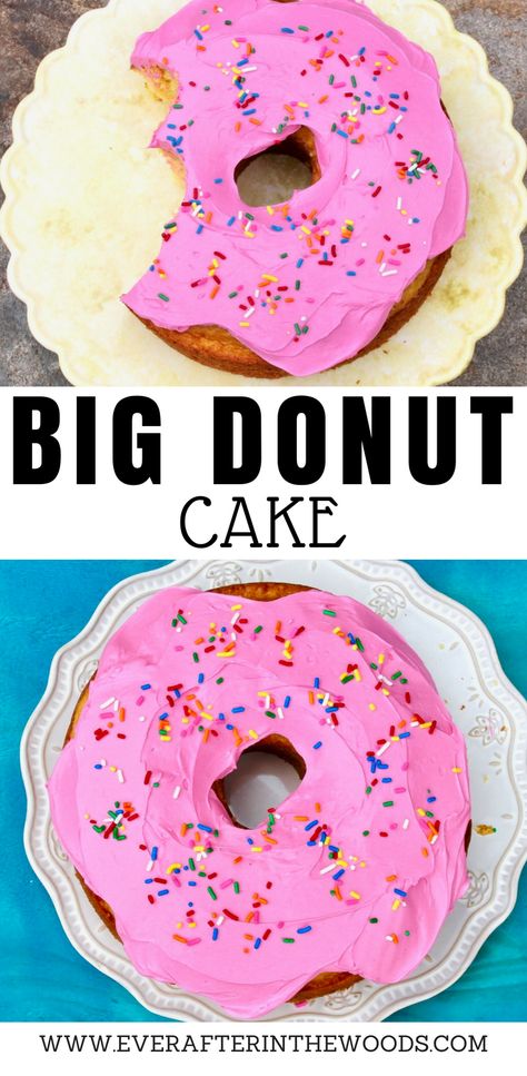 Vanilla Donut, Big Donut, Donut Birthday Cake, Big Donuts, Disney Parties, Moist Vanilla Cake, Diy Donuts, Donut Cake, Birthday Donuts