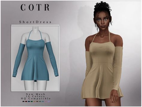 Sims 4 Short Dress, Ts4 Clothes, Clothes Teen, Sims 4 Traits, Teen Dress, Sims 4 Dresses, Backless Crop Top, Female Clothing, Cc Sims