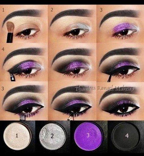 Gothic Eye Makeup, Purple Eye Makeup Tutorial, Lila Make-up, Simple Eyeshadow Tutorial, Witchy Makeup, Smokey Makeup, Purple Smokey Eye, Make Up Tutorials, Beginners Eye Makeup