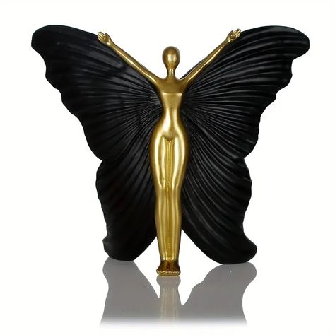 Modern Resin Fairy Figurine Set Elegant Black Fairy - Temu Bedroom Dresser Decor, Home Office And Bedroom, Zen Room Decor, Home Sculpture, Dresser Decor Bedroom, African Inspired Decor, Spiritual Home Decor, Baroque Decor, Feminine Decor