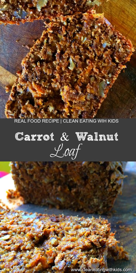 Carrot Walnut Loaf, Carrot Loaf Recipe Healthy, Walnut Recipes Healthy, Clean Eating With Kids, Carrot And Walnut Cake, Walnut Loaf, Eating Carrots, Loaf Cakes, Walnut Bread