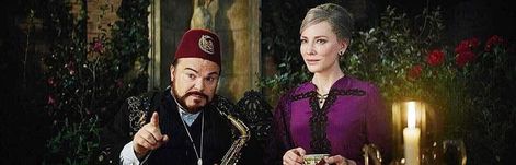 The House with a Clock in Its Walls (2018). This is a behind-the-scenes still photograph from the movie. Jonathan Barnavelt (Jack Black) & Florence Zimmerman (Cate Blanchett). Jonathan: “That makes your style of magic just crazy unique. One in a hundred million kajillion. So, I can give you the right books, teach you the right spells, but that last 1%, that’s up to you.” This movie is based on the juvenile novel The House with a Clock in Its Walls (1973) by John Bellairs. Florence Zimmerman, Tv Movies, Cate Blanchett, Jack Black, The Movie, Florence, Behind The Scenes, The House, Movie Tv