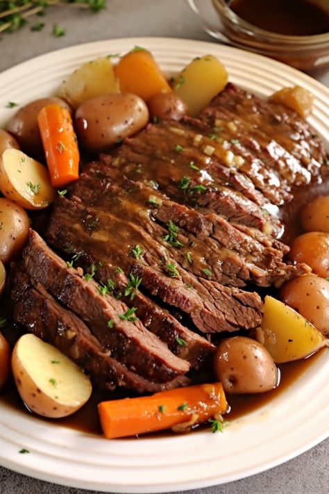 Slow Cooker Pot Roast - That Oven Feelin Braised Pot Roast, Pot Roast With Vegetables, Roast With Vegetables, Sweet Potato Frittata, Easter Dinner Ideas, Cheesy Baked Chicken, Aldi Recipes, Pecan Salad, Easter Dinner Recipes