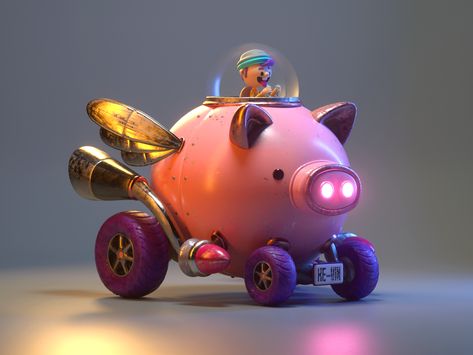 Pig truck by VAGO Maxon Cinema 4d, Car Cartoon, 3d Artist, Designer Toys, 3d Characters, Illustration Character Design, Graphic Design Typography, 3d Illustration, Cinema 4d