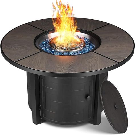 Amazon.com: TLGREEN Propane Fire Pit Table 42in, 50,000 BTU Auto-Ignition Round Gas Fire Pits for Outside Patio, Fire Table with Waterproof Cover, Blue Stone and Lid, CSA Certification : Patio, Lawn & Garden Round Propane Fire Pit, Gas Fire Pits, Outside Fireplace, Outdoor Fire Pit Table, Propane Fire Pit Table, Fireplace Set, Fire Pit Cover, Gas Fire Pit Table, Glass Rocks