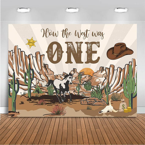 Western First Birthday Backdrop How The West was One Cowboy First Rodeo Birthday Party Decoration Wild West Country Western Background Banner (Brown, 7x5ft(82x60 inch)) #westernbirthday #ad #cowboy #cowboybirthdayparty #horses #rodeobirthday Wild West First Birthday, First Birthday Party Backdrop, Western First Birthday, First Rodeo Birthday Party, First Birthday Backdrop, Rodeo Birthday Party, First Rodeo Birthday, Western Background, Rodeo Birthday