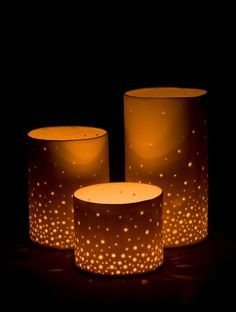 Clay Luminaries on Pinterest | Lanterns, Ceramics and Pottery Tin Can Centerpieces, Tin Can Lights, Can Lanterns, Tin Can Lanterns, Tin Can Crafts, Astuces Diy, Side Yard, Can Crafts, Can Lights