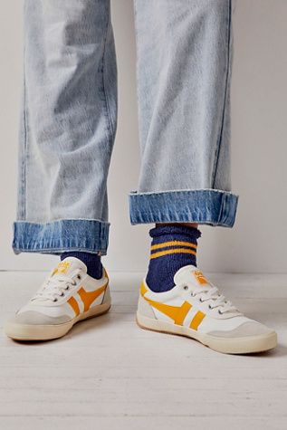 Gola Badminton Court Sneakers | Free People Gola Badminton, Pony Sneakers, Badminton Court, Sneaker Outfits Women, Tennis Shoes Outfit, Cute Sneakers, Dressed To The Nines, Retro Sneakers, Trendy Sneakers