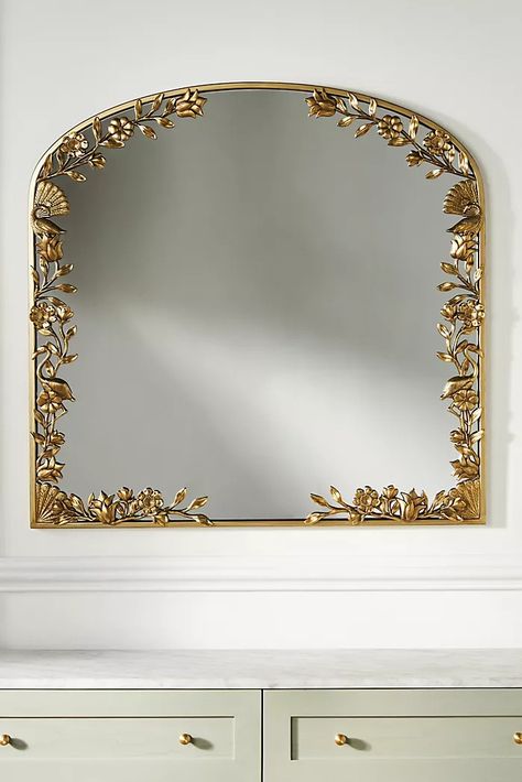 Decorative Wall, Floor & Gold Mirrors | Anthropologie Tabletop Vanity Mirror, Gold Mirrors, Leather Mirror, Anthropologie Home, Rattan Mirror, Arched Mirror, Vintage Mirrors, Neutral Bedroom, Dressing Mirror