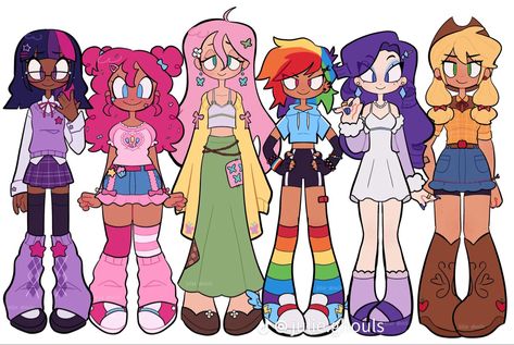 Mane Six Human, Mlp Characters As Humans, My Little Pony Characters As Humans, My Little Pony As Humans, Mlp Fan Art Human, My Little Pony Human, Mlp Mane 6, Weird Eyebrows, Mlp Human