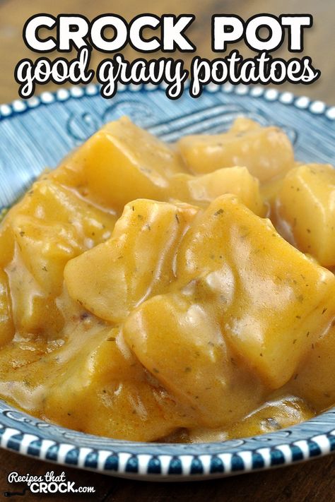 If you are looking for an amazing side dish, then you have to try these Good Gravy Crock Pot Potatoes. They are so savory and delicious! Crockpot Gravy, Cottage Potatoes, Crockpot Vegetables, Gravy Potatoes, Crockpot Potatoes, Crockpot Favorites, Easy Potatoes, Supper Sides, Newest Recipes