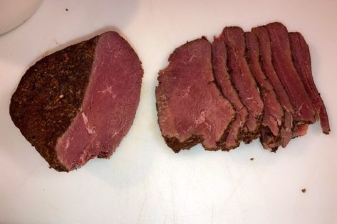 Corned Venison | Killer Noms Corned Venison Recipe, Corned Venison, Deer Recipes, Canning Pickles, Sirloin Tips, Reuben Sandwich, Pickling Spice, Round Roast, Cooking Game