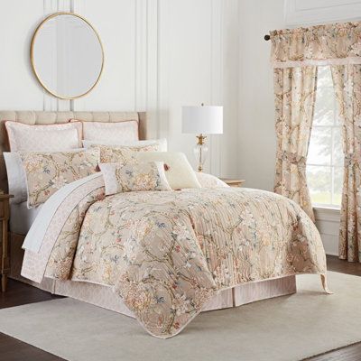 Bring elegant flair to your bedroom with this set Size: Queen Quilt + 3 Additional Pieces | Waverly Pink Standard Cotton 4 Piece Quilt Set Cotton in Brown/Pink/Yellow, Size Queen Quilt + 3 Additional Pieces | Wayfair | Home Decor Cotton Comforter Set, King Quilt Sets, Cotton Quilt Set, King Comforter Sets, King Bedding Sets, Cotton Comforters, Queen Comforter Sets, Queen Bedding Sets, Bedding Stores